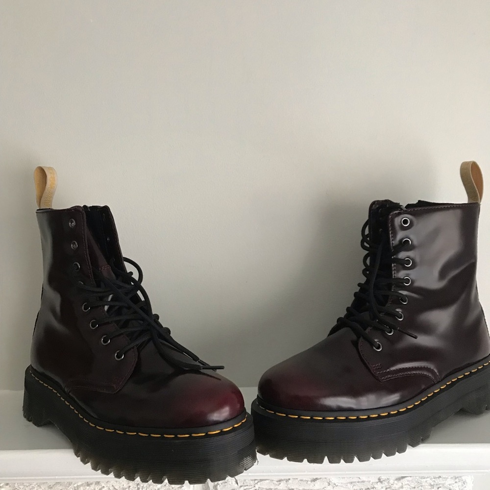 Cherry Red Dr Marten’s with zipper.